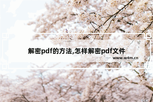 解密pdf的方法,怎样解密pdf文件