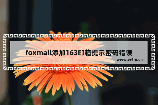 foxmail添加163邮箱提示密码错误,foxmail邮箱密码对的,为何无法登陆