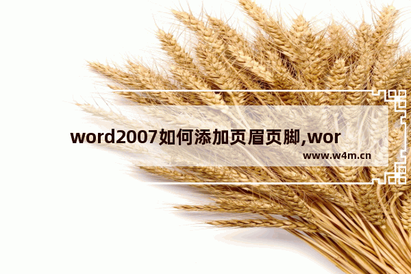 word2007如何添加页眉页脚,word如何使用页眉页脚