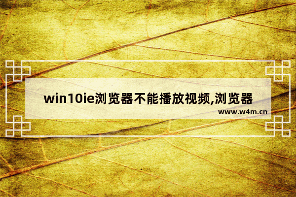 win10ie浏览器不能播放视频,浏览器怎么禁止播放视频