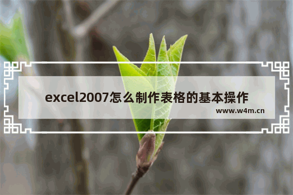 excel2007怎么制作表格的基本操作,excel2007表格的具体操作教程