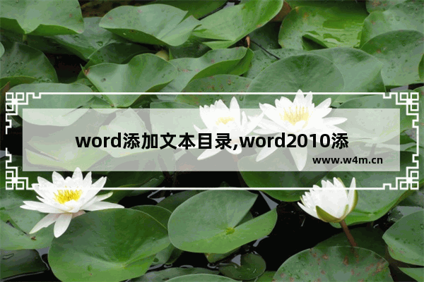 word添加文本目录,word2010添加目录的方法