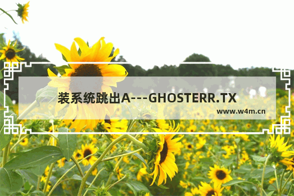 装系统跳出A---GHOSTERR.TXT,重装系统显示a---ghosterr