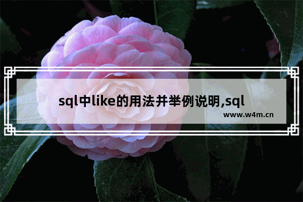 sql中like的用法并举例说明,sql like 语法