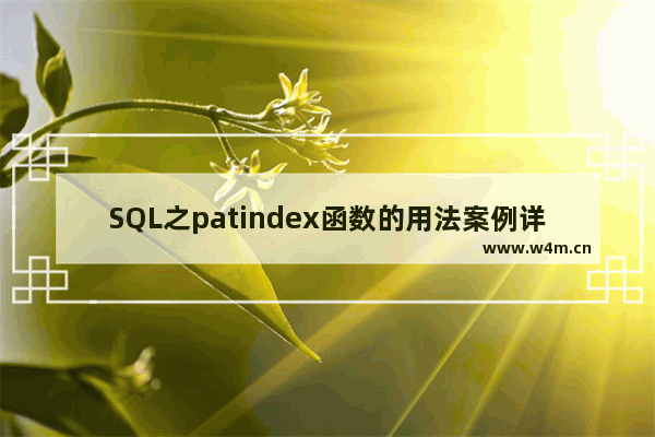 SQL之patindex函数的用法案例详解