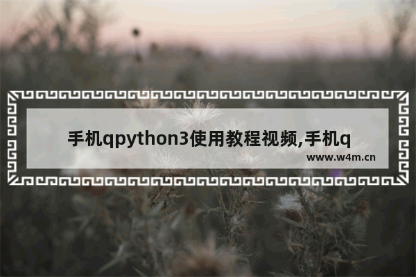 手机qpython3使用教程视频,手机qpython 使用教程