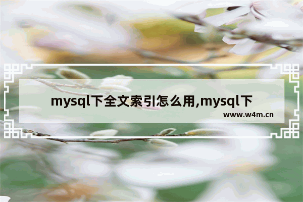 mysql下全文索引怎么用,mysql下全文索引中文