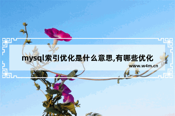 mysql索引优化是什么意思,有哪些优化mysql索引的方式请举例