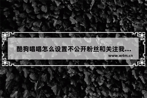 酷狗唱唱怎么设置不公开粉丝和关注我的粉丝,酷狗唱唱怎么设置粉丝和关注未公开