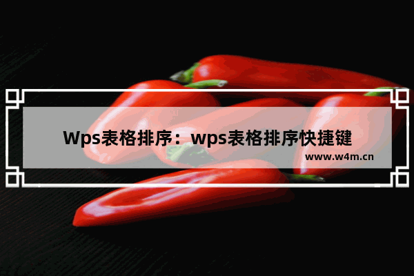 Wps表格排序：wps表格排序快捷键