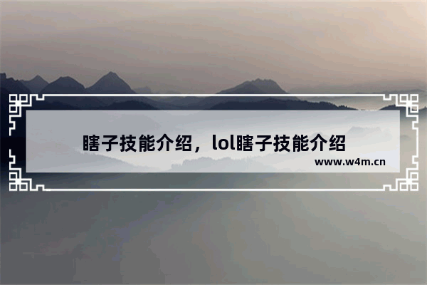 瞎子技能介绍，lol瞎子技能介绍