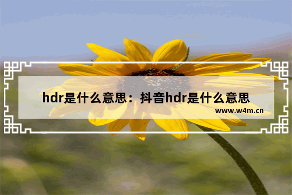 hdr是什么意思：抖音hdr是什么意思