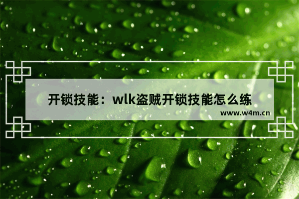 开锁技能：wlk盗贼开锁技能怎么练