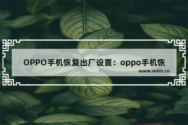 OPPO手机恢复出厂设置：oppo手机恢复出厂设置后无法使用