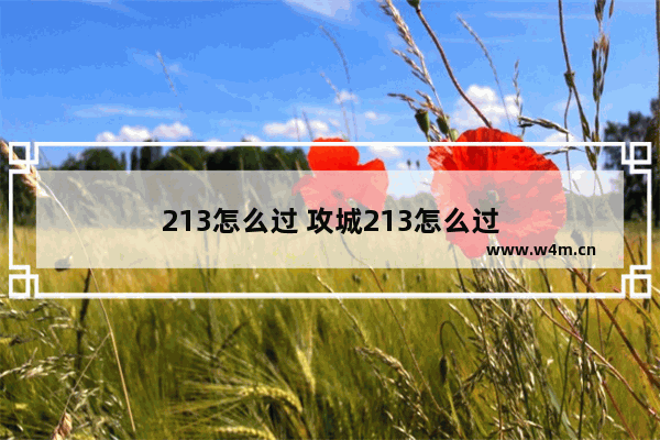 213怎么过 攻城213怎么过