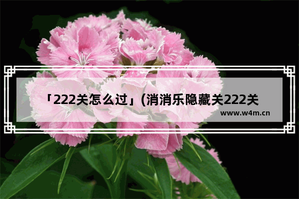 「222关怎么过」(消消乐隐藏关222关怎么过)