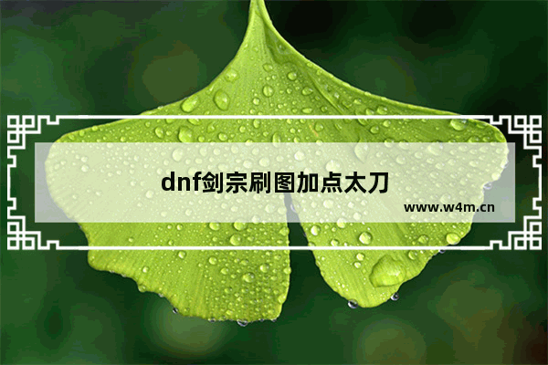 dnf剑宗刷图加点太刀