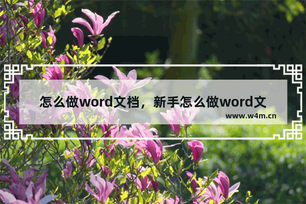 怎么做word文档，新手怎么做word文档