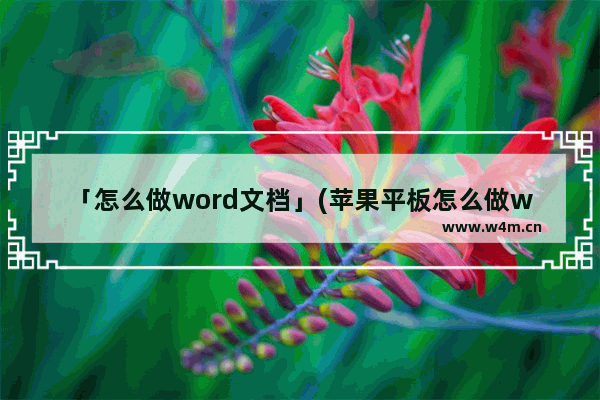 「怎么做word文档」(苹果平板怎么做word文档)