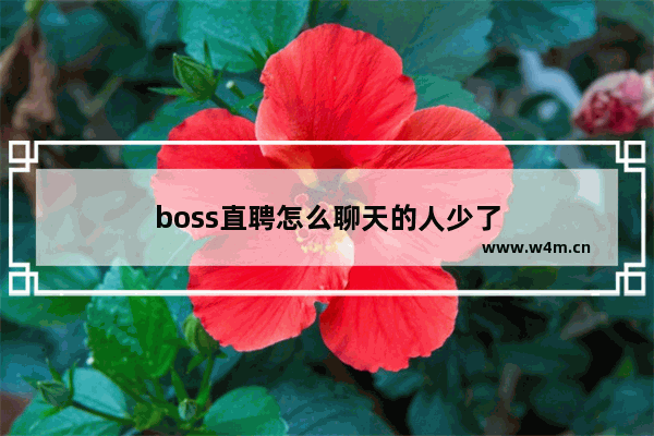 boss直聘怎么聊天的人少了