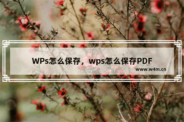 WPs怎么保存，wps怎么保存PDF