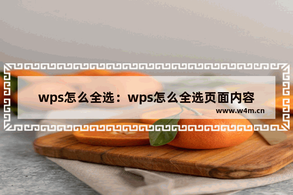 wps怎么全选：wps怎么全选页面内容