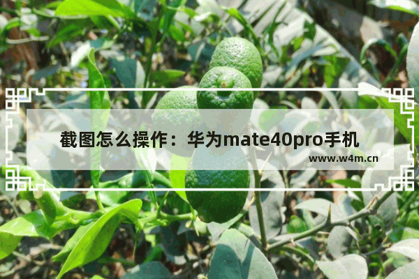 截图怎么操作：华为mate40pro手机截图怎么操作