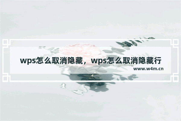 wps怎么取消隐藏，wps怎么取消隐藏行列