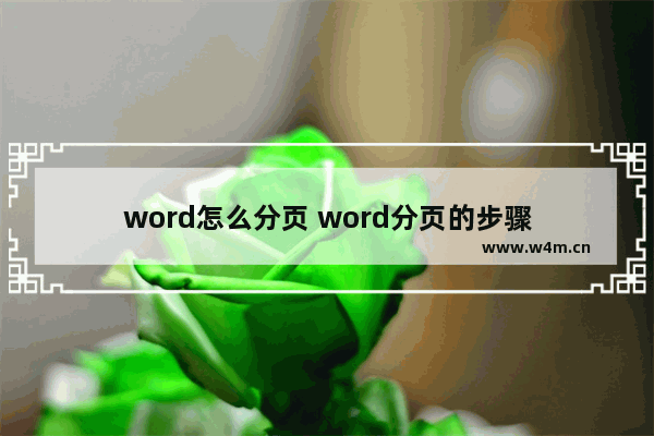 word怎么分页 word分页的步骤