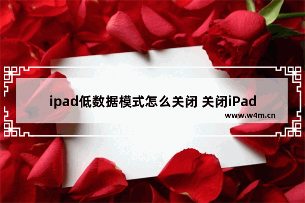 ipad低数据模式怎么关闭 关闭iPad低数据模式的步骤