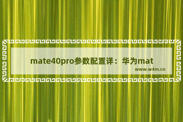 mate40pro参数配置详：华为mate40e和mate40pro参数配置详细