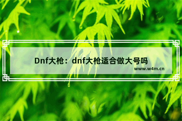 Dnf大枪：dnf大枪适合做大号吗