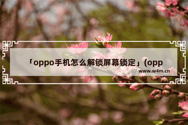 「oppo手机怎么解锁屏幕锁定」(oppo手机怎么解锁屏幕锁定和指纹解锁)