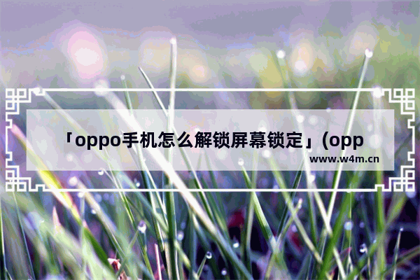 「oppo手机怎么解锁屏幕锁定」(oppo手机怎么解锁屏幕锁定和指纹解锁)