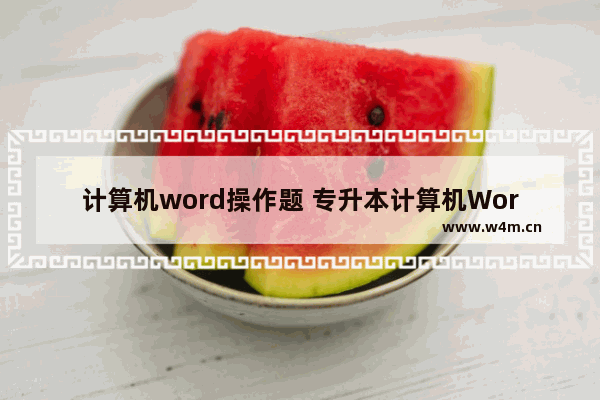 计算机word操作题 专升本计算机Word操作题