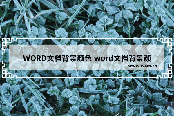 WORD文档背景颜色 word文档背景颜色打印不出来