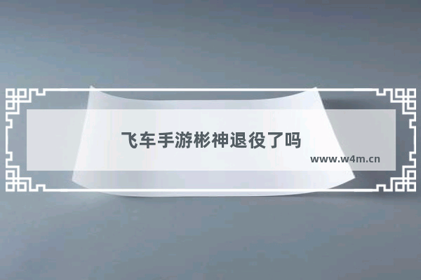 飞车手游彬神退役了吗