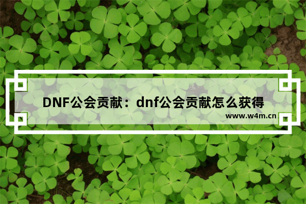 DNF公会贡献：dnf公会贡献怎么获得