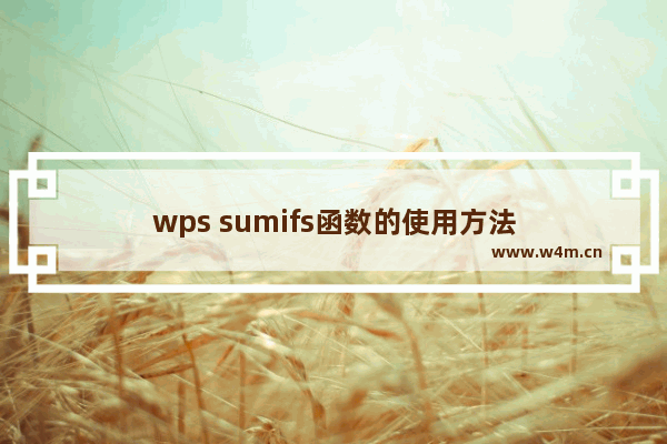 wps sumifs函数的使用方法