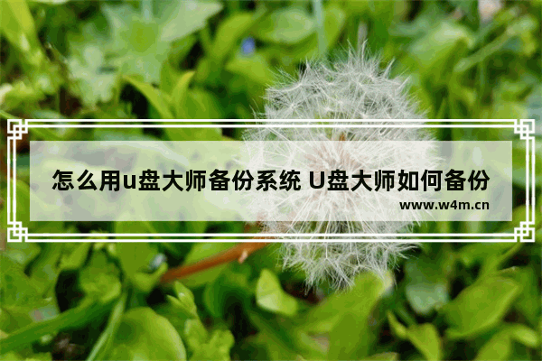 怎么用u盘大师备份系统 U盘大师如何备份系统