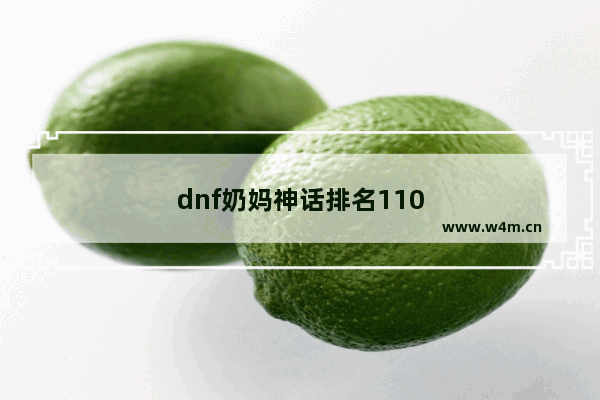 dnf奶妈神话排名110