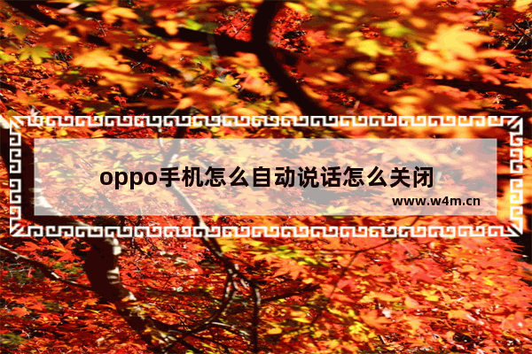 oppo手机怎么自动说话怎么关闭