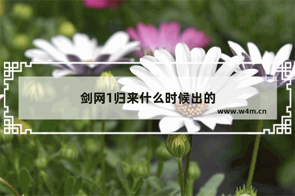 剑网1归来什么时候出的