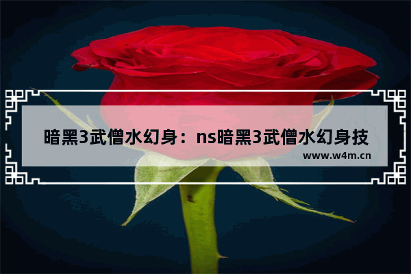 暗黑3武僧水幻身：ns暗黑3武僧水幻身技能搭配