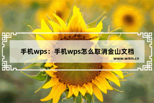 手机wps：手机wps怎么取消金山文档