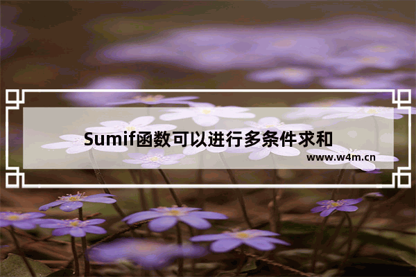 Sumif函数可以进行多条件求和