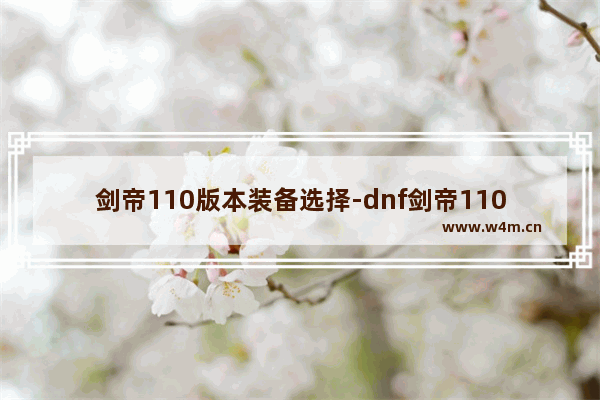 剑帝110版本装备选择-dnf剑帝110版本装备选择