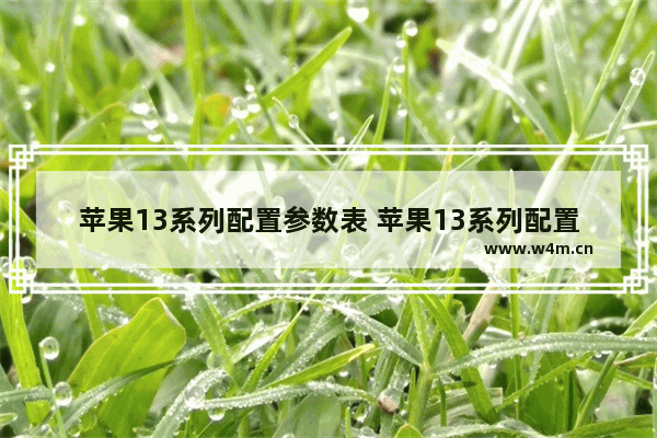 苹果13系列配置参数表 苹果13系列配置参数表买哪个