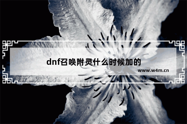 dnf召唤附灵什么时候加的