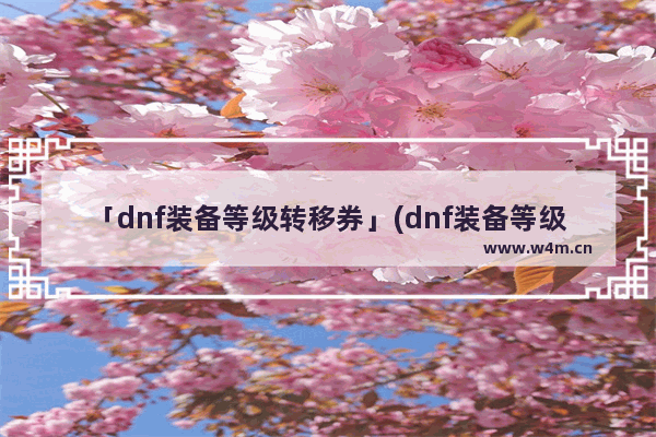 「dnf装备等级转移券」(dnf装备等级转移券怎么用)